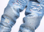 QIMYUM Men's Slim Fit Jeans Ripped Skinny Jeans for Men, Fashion Biker Jeans Stretch Moto Cargo Denim Pants