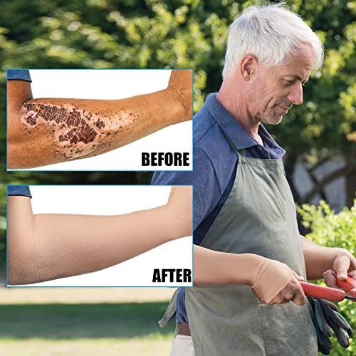 Coume 2 Pairs Elderly Skin Protection Sleeves Arm Protector for Thin Skin Bruising for Men Women(Elegant Style,Large)