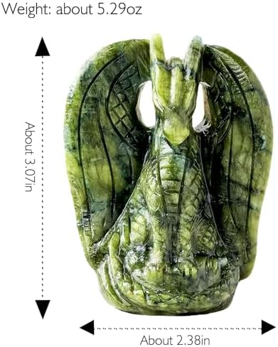 Apengshi Dragon Statue Natural Green Jade Crystal Animal Figurine, Decorative Collectible Sculpture for Home Office Desk Gift for Teen Men Women, for Gamers & Collectors(Classic Style)
