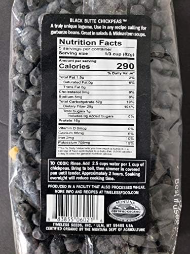 Timeless Black Butte Chickpeas, 14 Ounces, USDA Organic (Pack of 2)