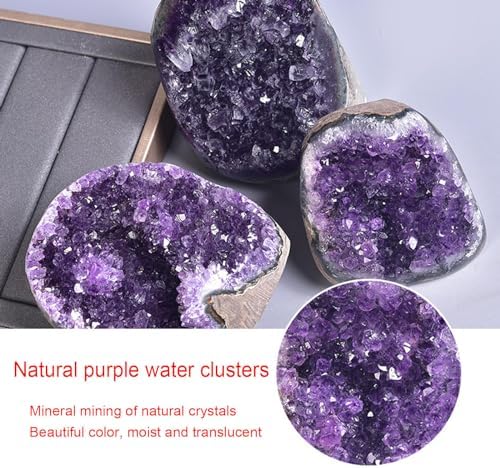 VIDECOR Amethyst Crystals, Amethyst Cluster,Purple Project Large Amethyst Clusters Polished Crystal : Premium Gift Box Spiritual Healing Stone,700g