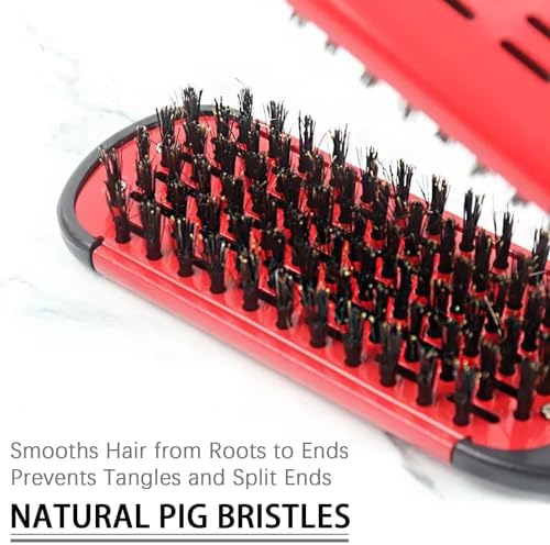 Hair Straightener Brush, Double Sided Beard Straightening Clamp Brush Professional Beard Hair Splint Brush Styling Tool for Smoothing and Straight Hair Styles