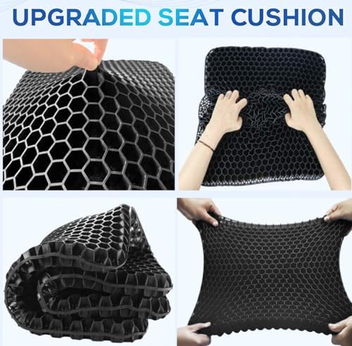 Gel Wheelchair Seat Cushion for Long Sitting, Extra Large & Thick Seat Cushion with Non-Slip Cover - Coccyx, Sciatica & Back Pain Relief - Wheelchair Cushions - Office Chair Car Seat Cushion