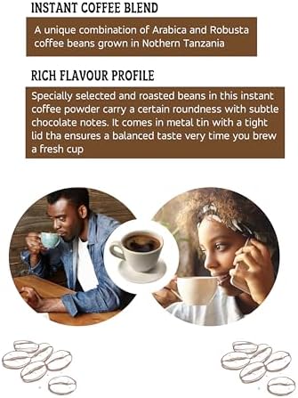 AFRICAFE Organic Instant Coffee Unique - Premium Tanzania coffee - blend of 100% Robusta & Arabica bean - 50g Can