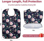 4-Pack Waterproof Adult Bibs for Women, 18"x30" Clothing Protector with Crumb Catcher - Adjustable Bib for Adults for Eating, Elderly Gifts for Seniors Women and People with Special Needs