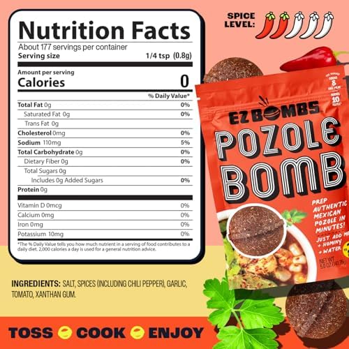EZ Bombs Pozole Bomb Seasoning, Pack of 2 – Authentic Mexican Soup Mix for Traditional Pozole, Made with Real Chiles, Herbs & Spices for Quick and Flavorful Meals