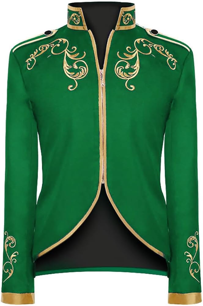 IWEMEK Men Prince Charming Costume Palace Prince Gold Embroidered Jacket Suit Court Uniform Cosplay Officer Medieval Costume