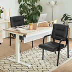 SUPER DEAL Office Guest Chair Bonded Leather Executive Side Chair Reception Chair with Solid Metal Frame Home Office Furniture