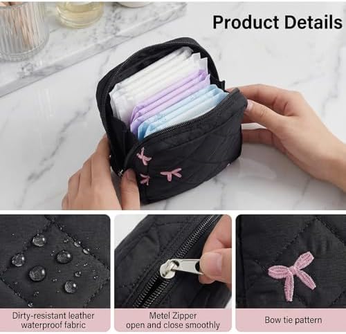 Period Bag Sanitary Napkin Storage Bag, Portable Menstrual Cup Pouch Period Bags for Womens, Tampons Holder, Pad Bags, Feminine Care for Purse with Zipper