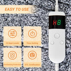 Heated Blanket Heated Throw, Electric Blanket 50"x60" Heating Blanket with 8 Hours Auto Off 10 Fast Heating Levels Machine Washable Sherpa Heated Blanket with Overheating Protection