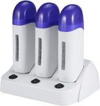 Portable Wax Epilator Set with Triple Roller Warmer for Body Hair Removal
