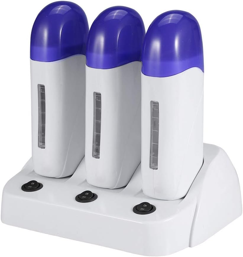Portable Wax Epilator Set with Triple Roller Warmer for Body Hair Removal