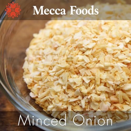 Minced Onion 8oz – Premium Dehydrated Flakes in Resealable Bag – Non-GMO, Gluten-Free, Vegan – Dried Onion for Cooking, Soups, Seasoning & Spices by Mecca Foods