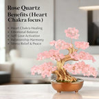 Rose Quartz Crystal Tree Bonsai, Handmade (360 Large Beads) Gemstone Tree of Life Gift for Women Chakra Energy for Home Decor, Office Decor,Healing Crystal Money Tree 8''