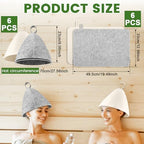 6Pcs Sauna Hats & 6Pcs Sauna Mats, Felt Sauna Hat, Bath Hair Caps with Loops, Heat Insulation Sauna Mat, Head Protection Shower Hat, Safe Sauna Mat Set, Sauna Accessories for Home