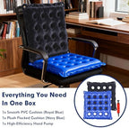 2-Pack Set Inflatable Seat Cushions for Pressure Relief - Waffle Design Air Cushion for Wheelchair, Office Chair & Car Travel, Extra Thick with Dual Pumps (18.5x18.5 Inch, Flocked Navy & Royal Blue)