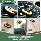 Eyliden Car Wash Brush Mop, Long Handle, 2 Scratch-Free Microfiber Heads, Car Detailing Care Kit for Car RV Truck (Yellow & Black)