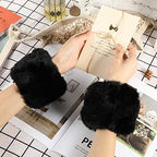 SATINIOR Faux Fur Short Wrist Cuff Winter Fuzzy Wrist Cuff Warmers for Women Girls Favors