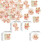 Gyufise 48Pcs Edible Baby Bear Cupcake Toppers - Wafer Paper Moon Bear - Baby Shower Cake Topper Decorations - Jungle Animal Theme - Pink