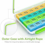 BUG HULL Monthly Pill Organizer, Moisture-Proof Large 28 Days Pill Box with Removable 4 Weeks Pill Case Rows, Medicine Pill Organizer, Travel Pills Organizer with One Month Pill Container for Vitamin