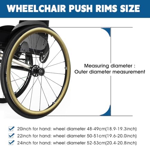 1 Pair 20/22/24 inch Wheelchair Push Rim Covers, Non-Slip Wear-Resistant Hand Push Protective Cover, Silicone Wheelchair Handrim Covers, Rear Wheel Grips Cover,Copper,24inch