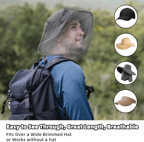 6 Packk Mosquito Covers Wearable Head Net Face Mesh Protecting Net Mosquito Fly Insects Bugs Preventing for Outdoor