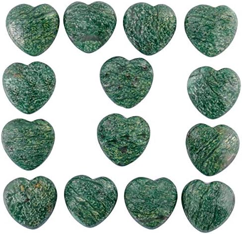 mookaitedecor 0.98 Inch African Jade Crystal Heart Shaped Worry Stone Pack of 5, Carved Pocket Palm Stones for Chakra Reiki Healing Decoration