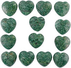 mookaitedecor 0.98 Inch African Jade Crystal Heart Shaped Worry Stone Pack of 5, Carved Pocket Palm Stones for Chakra Reiki Healing Decoration