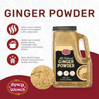 Spicy World Ginger Powder 5 LB Jar – Gluten Free, Bulk Ground Dried Ginger Root, Pure Zingiber Officinale, Non-GMO, Warm & Spicy Flavor for Cooking, Baking, and even Teas