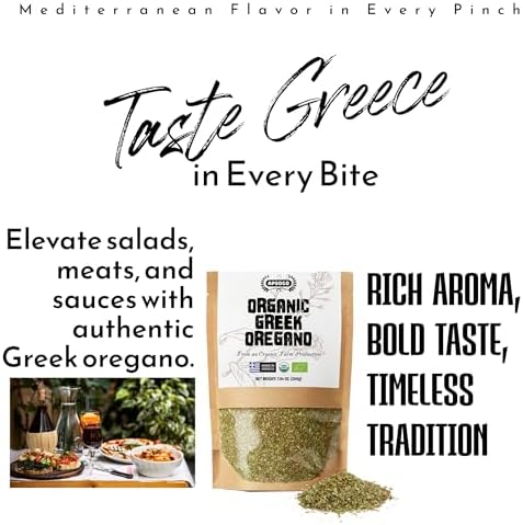 Apsogo Organic Greek Oregano - Premium Dried Oregano from Greece (7.05 oz) Authentic Leaves & Seasoning for Cooking, Freshly Dried, Fine Texture, Resealable Eco Pouch