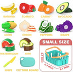 Cutting Play Food Toys For Kids, Pretend Play Kitchen Accessories, Fake Fruits/Vegetables Set With Shopping Storage Basket, Plastic Board And Knife, Birthday Gifts/Educational Toy For Toddler Children