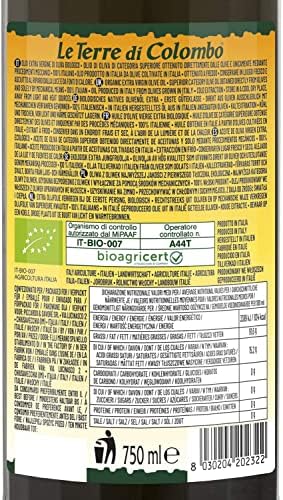 Burxoe Colombo – 100% Italian Biological Organic Extra Virgin Olive Oil, Ribbed Bottle with Mechanical Cap, 0.75