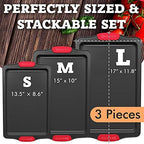 Premium Non-Stick Baking Sheets Set of 3 - Deluxe BPA Free, Easy to Clean Racks w/Silicone Handles - Bakeware Pans for Cooking Baking Roasting - Lets You Bake The Perfect Cookie or Pastry Every Time