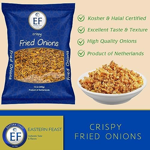 EF - Crispy Fried Onions, 400g (14 oz), Kosher, Halal, Product of Netherlands
