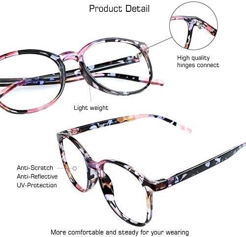 VisionGlobal Blue Light Blocking Glasses for Women Men, Oval Frame Computer Reading Glasses(Floral,+2.50 Magnification)