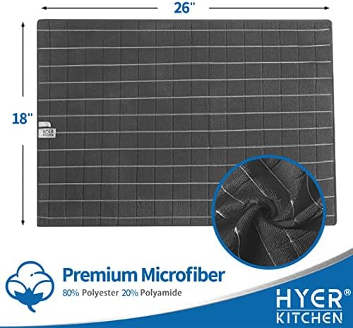 Microfiber Dish Towels - Soft, Super Absorbent and Lint Free Kitchen Towels - 8 Pack (Lattice Designed Black Colors) - 26 x 18 Inch…