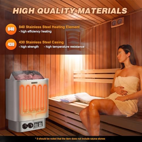 Mxmoonant Sauna Heater, 4.5KW 220V Electric Sauna Heaters Stove Dry Steam Sauna Bath for Home Hotel Spa Max. 210 Cu.ft with Sauna Hygrothermograph