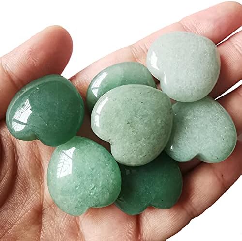 4 Pcs Natural Green Aventurine Love Heart Palm Stone Reiki Balancing Worry Stone(1 Inch)