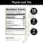 Buddha Teas - Organic Thyme Leaf Tea - Herbal Tea - For Health & Wellbeing - With Antioxidants & Minerals - Clean Ingredients - Caffeine Free - OU Kosher - 18 Tea Bags (Pack of 1)