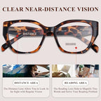 FONHCOO Bifocal Reading Glasses for Women, Cat Eye Blue Light Computer Readers Clear Top Eyewear with Spring Hinge