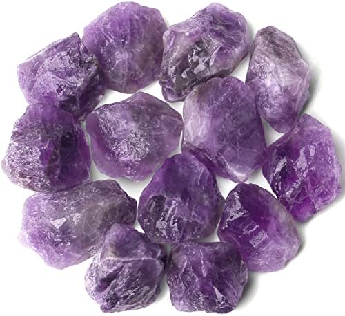 QINJIEJIE Amethyst Crystals Raw Natural Healing Crystal Stones Large 1" Bulk Rough Quartz Rocks Gemstones for Polishing Tumbling Cabbing Fountain Decor Wicca Reiki Stone