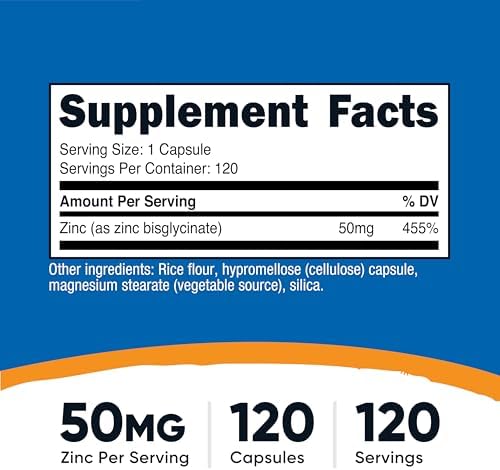 Nutricost Zinc Bisglycinate (50mg) 120 Vegan Capsules - GMO-Free, Gluten-Free Supplement