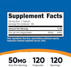 Nutricost Zinc Bisglycinate (50mg) 120 Vegan Capsules - GMO-Free, Gluten-Free Supplement