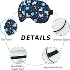 Cute Sheep Sleep Eye Mask Good Night Moon Clouds Stars Silk Eye Mask Sleeping Soft Eye Shade Cover for Men Women Boy Girl Airplane Travel with Elastic Strap