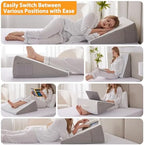 Wedge Pillow for Acid Reflux, Bed Wedge Pillow for Headboard 10", Pillow Wedge for Back Pain Relief, Post Surgery, Elevated Pillows for Sleeping, Snoring, Triangle Pillow with Cover, White