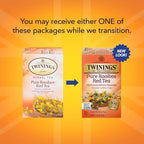 Twinings Pure Rooibos Red Tea - A Naturally Sweet and Tangy Red Tea, Caffeine-Free Herbal Tea Bags, Individually Wrapped, 20 Count (Pack of 2)