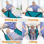 Multipurpose 39" x 36" Positioning Bed Pad with Reinforced Handles - Reusable & Washable Patient Sheet for Turning, Lifting & Repositioning - Double-Sided Nylon Fabric, Peacock Blue