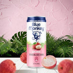 Blue Monkey Sparkling Lychee Juice - Real Fruit Juice, No Sugar Added, All Natural, Lightly Carbonated, Halal Certified - Refreshing Tropical Sparkling Water Alternative - 11.2oz (330ml) 12 Pack (11.2oz, Lychee Juice)