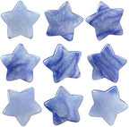 mookaitedecor Set of 5 Star Shape Healing Crystal Pocket Palm Stones, Polished Worry Stone for Reiki Chakra Balancing, Jewelry Making, Home Decoration, Blue Aventurine