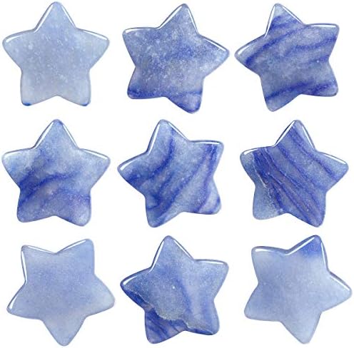 mookaitedecor Set of 5 Star Shape Healing Crystal Pocket Palm Stones, Polished Worry Stone for Reiki Chakra Balancing, Jewelry Making, Home Decoration, Blue Aventurine